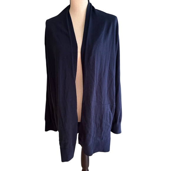 Lands End Womens Navy Blue Sweater Cardigan With Pockets Size 2X Light Weight - Picture 3 of 12